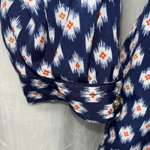 Michael Kors Blue Ikat Print Long sleeve Romper Size Small NWOT - Picture 7 of 9